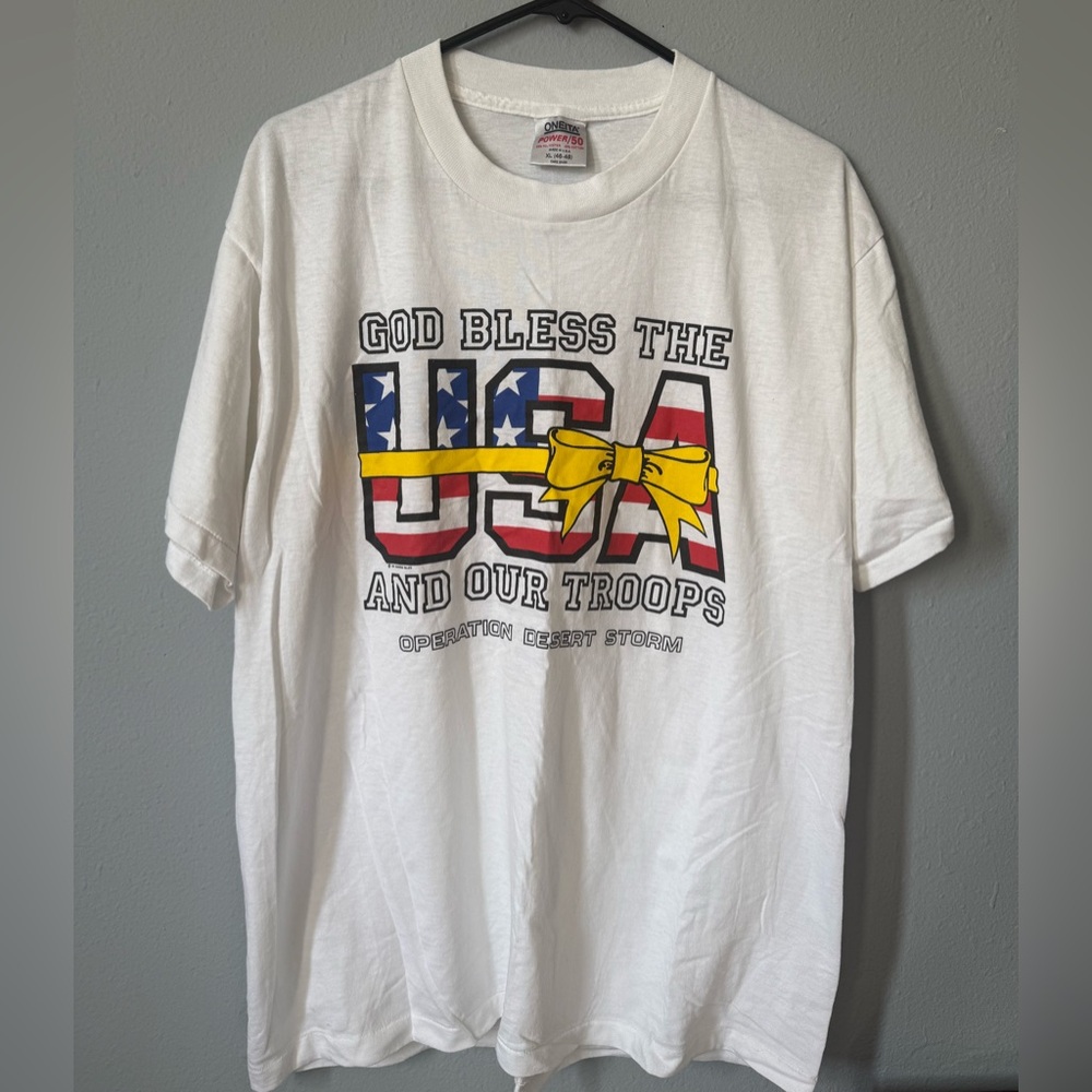 Vintage “God Bless the USA & Our Troops” Desert Storm T-Shirt
